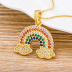 Multicolour Rainbow Cute Charms Pendant Necklace Chain For Women Bulk