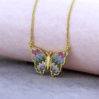 Rainbow Butterfly Necklace Pendant Chain Bulk