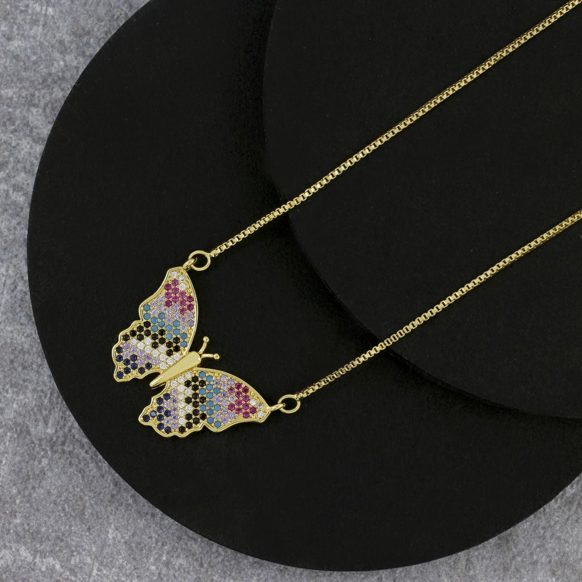 Rainbow Butterfly Necklace Pendant Chain Bulk