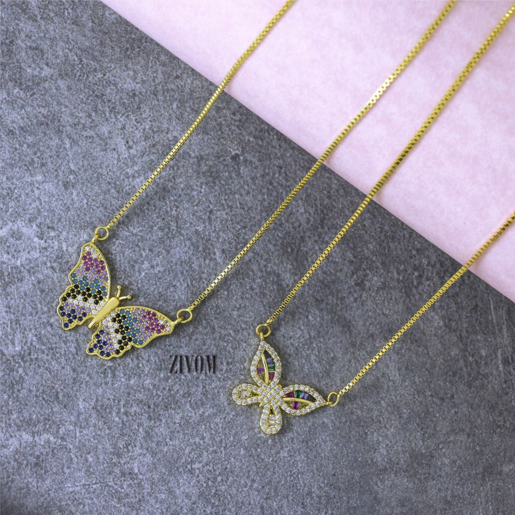 Rainbow Butterfly Necklace Pendant Chain Bulk