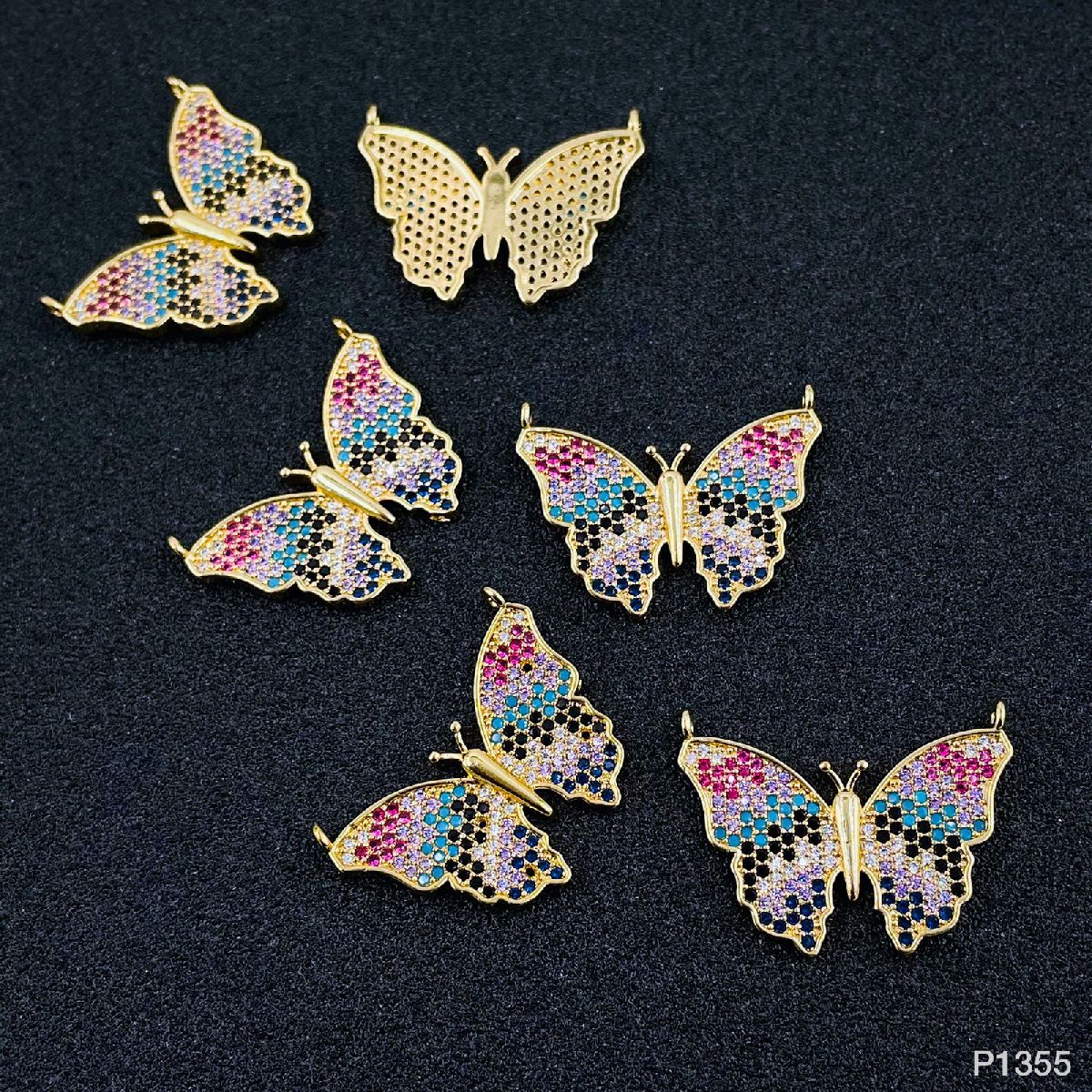 Butterfly Gold Multi Stone Centre Pcs For Women Bulk