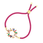 Rainbow 18K Gold Pink Cubic Zirconia Adjustable Thread Bracelet Bulk