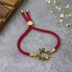 Rainbow 18K Gold Pink Cubic Zirconia Adjustable Thread Bracelet Bulk