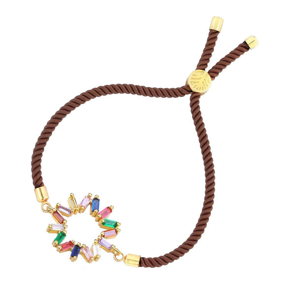 Rainbow 18K Gold Brown Cubic Zirconia Adjustable Thread Bracelet Bulk Secondary image