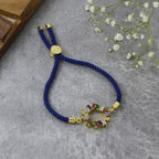 Rainbow 18K Gold Blue Cubic Zirconia Adjustable Thread Bracelet Bulk