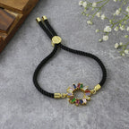 Rainbow 18K Gold Black Cubic Zirconia Adjustable Thread Bracelet Bulk