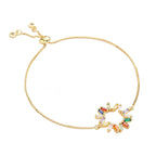 Colourful Rainbow 18K Gold CZ Adjustable Slider Bracelet Bulk