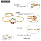 Colourful Rainbow 18K Gold CZ Adjustable Slider Bracelet Bulk