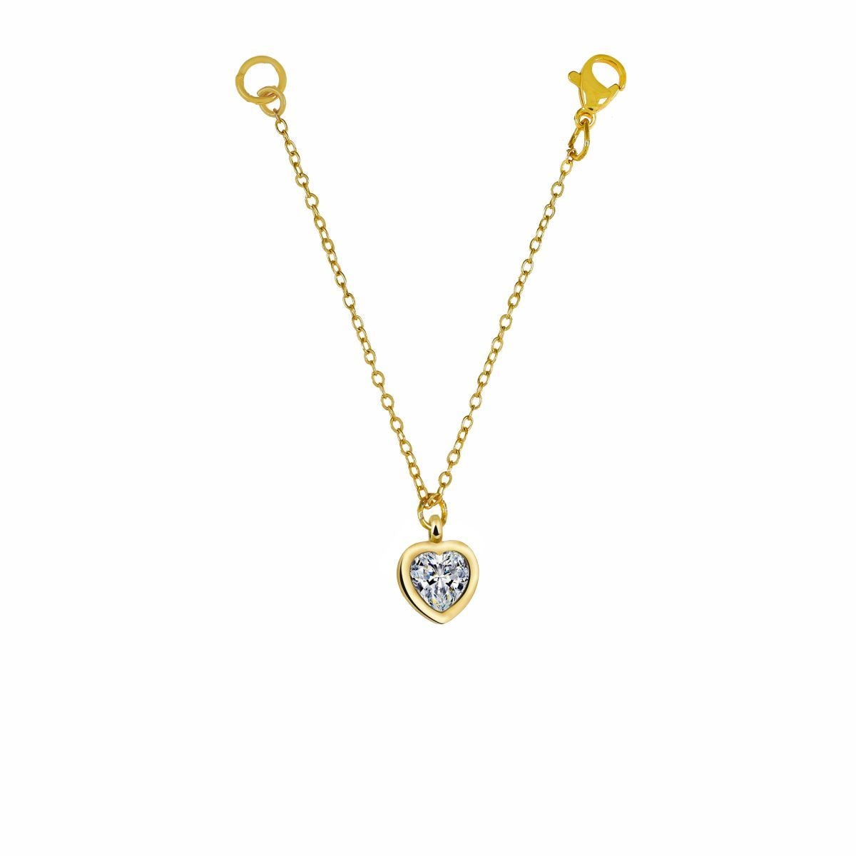 Heart Bezel Set Dainty Solitaire Cubic Zirconia 18K Gold Slim Link Chain Watch Charm For Women Main image