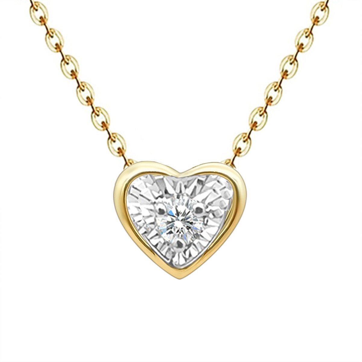 Love Heart Solitaire CZ 18K Gold Pendant Necklace Chain Bulk Main image