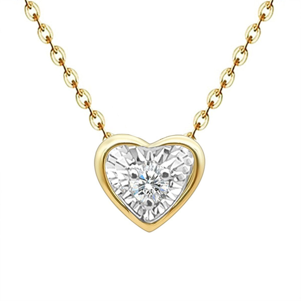 Love Heart Solitaire CZ 18K Gold Pendant Necklace Chain Bulk