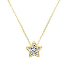 Star Bezel Set Dainty Solitaire CZ Gold Pendant Necklace Chain Bulk