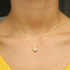 Star Bezel Set Dainty Solitaire CZ Gold Pendant Necklace Chain Bulk