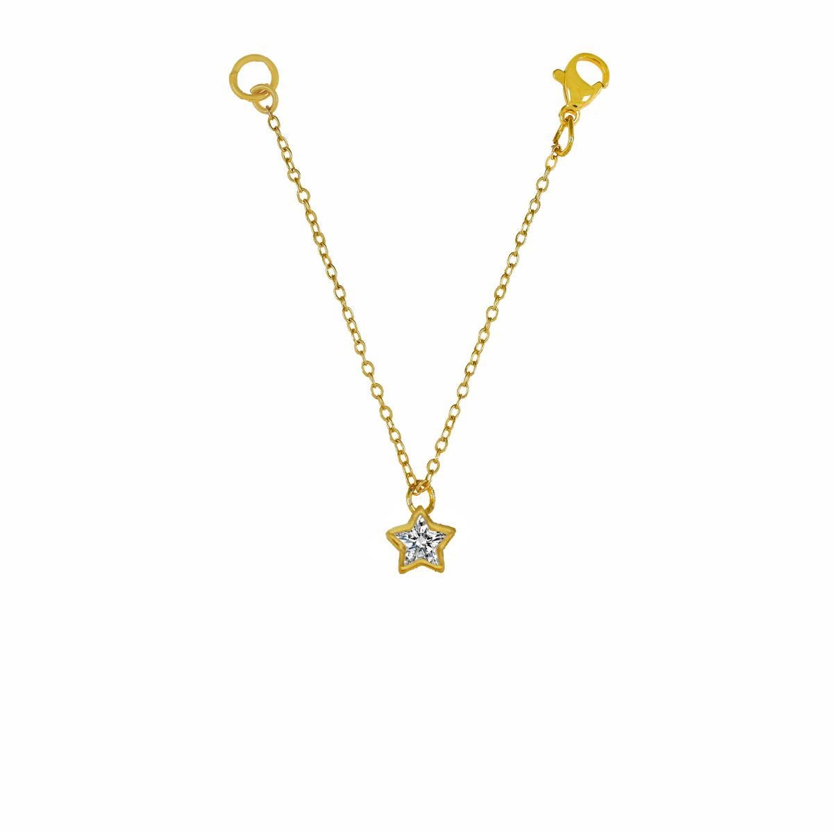 Star Bezel Set Dainty Solitaire Cubic Zirconia 18K Gold Slim Link Chain Watch Charm For Women Main image
