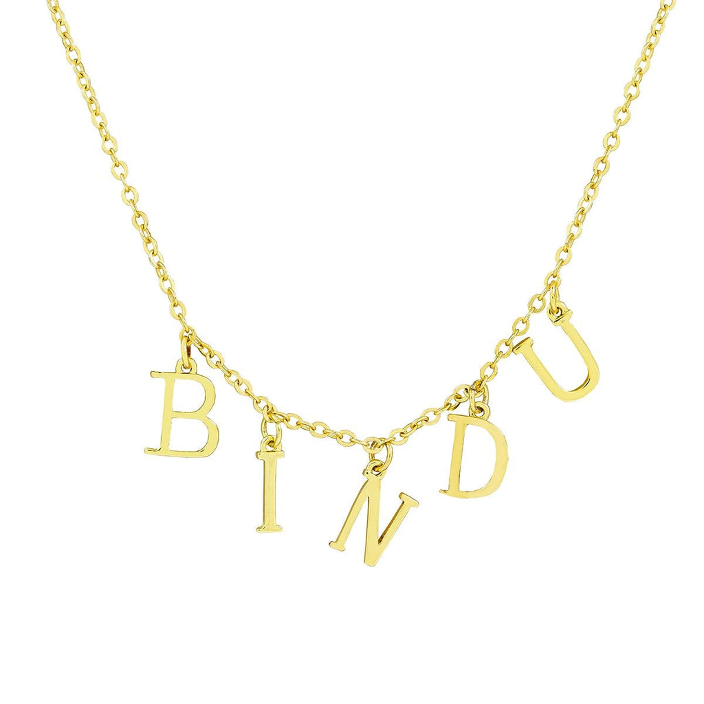 Slim 18K Gold Customized Initial Letter Choker Pendant Necklace For Women