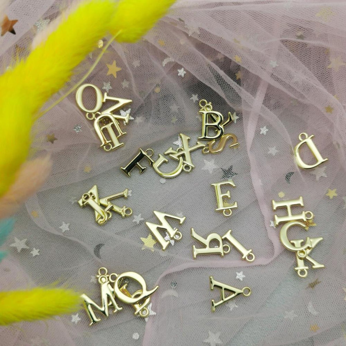 Initial Letter Alphabets Gold Copper Pendant Charm Women Secondary image