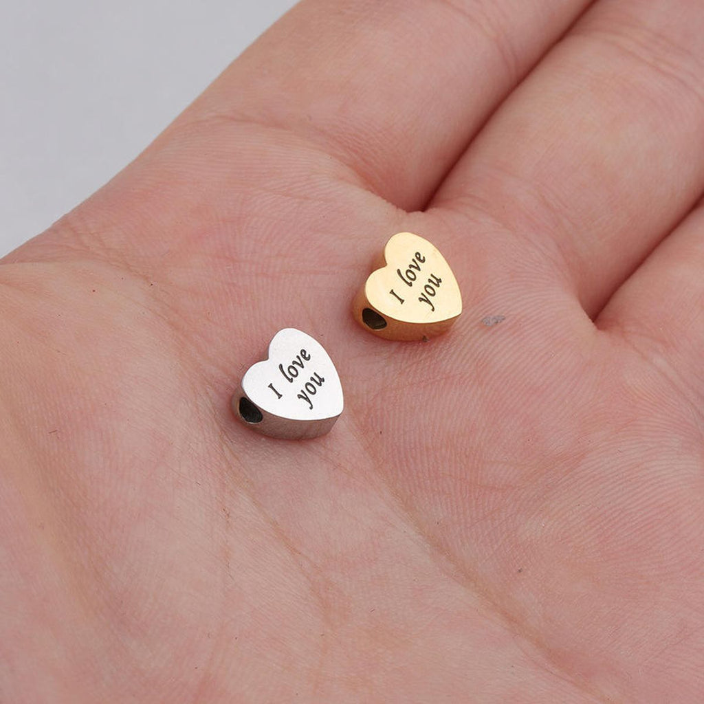 Glossy Heart Love Dainty 18K Gold Engrave Pendant Chain for Women