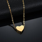 Glossy Heart Love Dainty 18K Gold Engrave Pendant Chain for Women