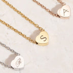 Glossy Heart Love Dainty 18K Gold Engrave Pendant Chain for Women