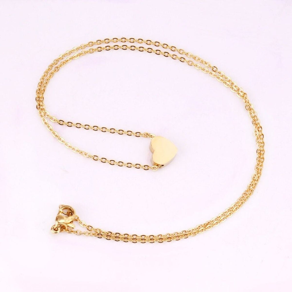 Glossy Heart Love Dainty 18K Gold Pendant Necklace Chain Women Bulk