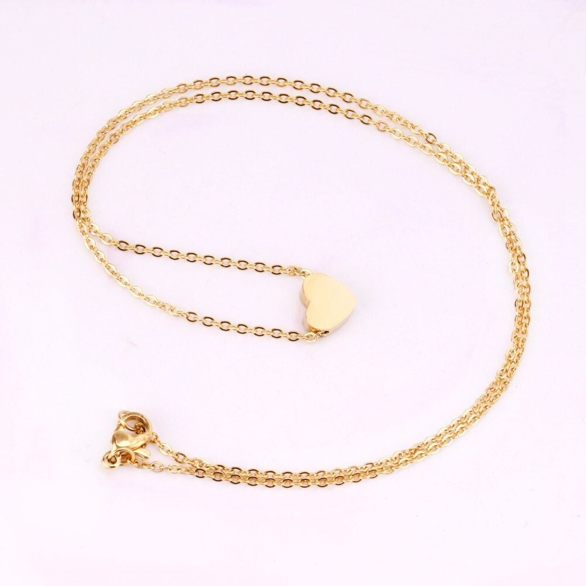 Glossy Heart Love Dainty 18K Gold Pendant Necklace Chain Women Bulk
