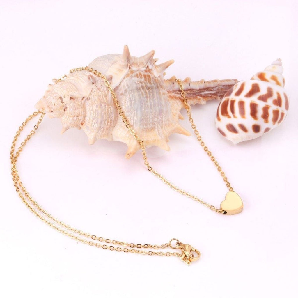 Glossy Heart Love Dainty 18K Gold Pendant Necklace Chain Women Bulk