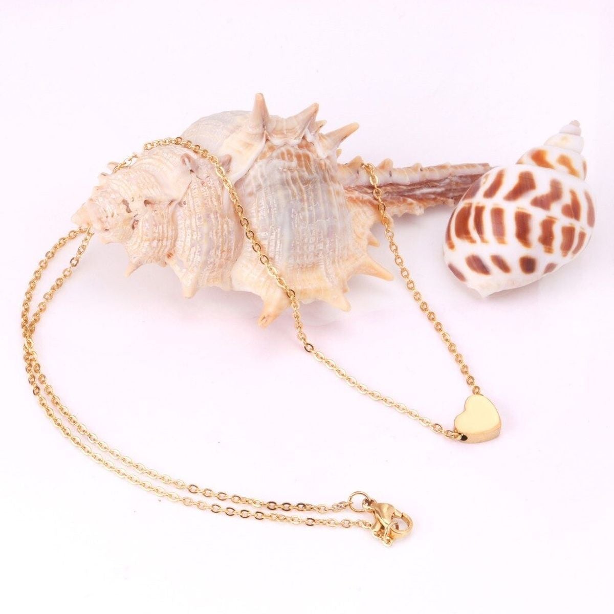 Glossy Heart Love Dainty 18K Gold Pendant Necklace Chain Women Bulk