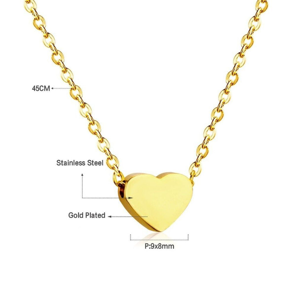 Glossy Heart Love Dainty 18K Gold Pendant Necklace Chain Women Bulk