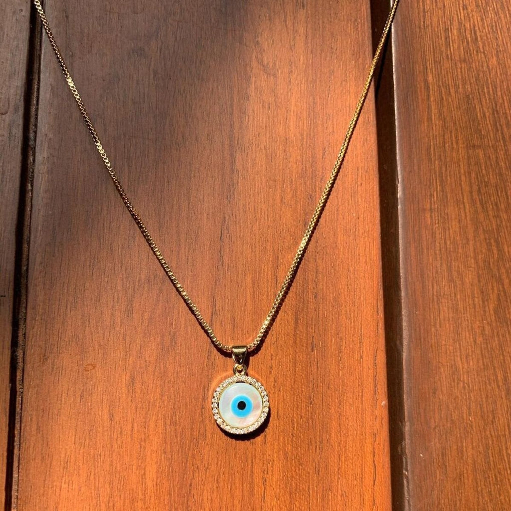Turkish Evil Eye American Diamond Gold Necklace Pendant Chain Bulk