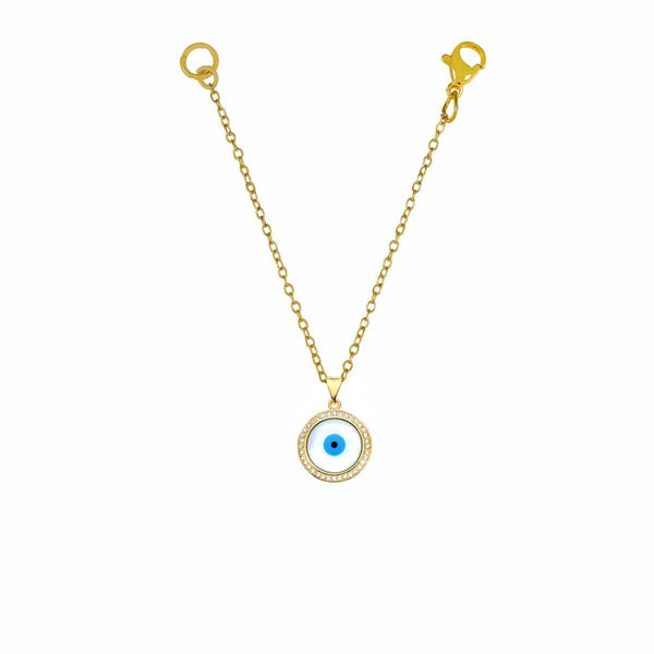 Evil Eye Mother Of Pearl CZ Gold Slim Link Chain Watch Charm Bulk Main image