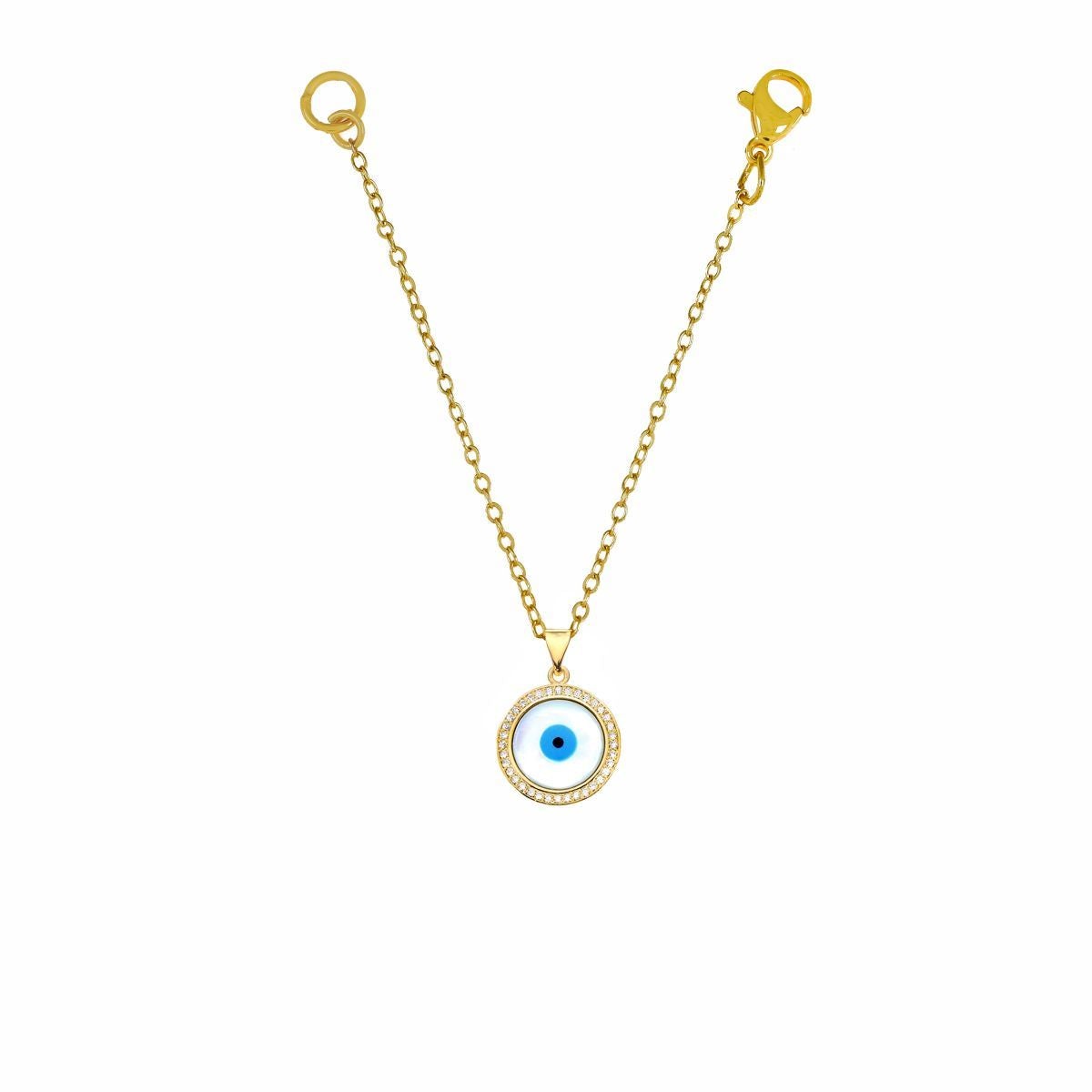 Evil Eye Mother Of Pearl CZ Gold Slim Link Chain Watch Charm Bulk