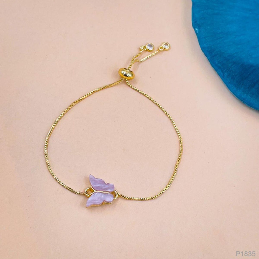 Copper Purple Gold Butterfly Adjustable Slider Bracelet Women Bulk