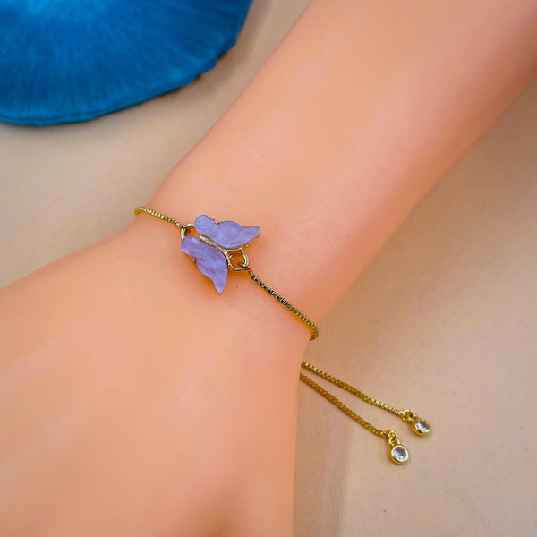 Copper Purple Gold Butterfly Adjustable Slider Bracelet Women Bulk Secondary image