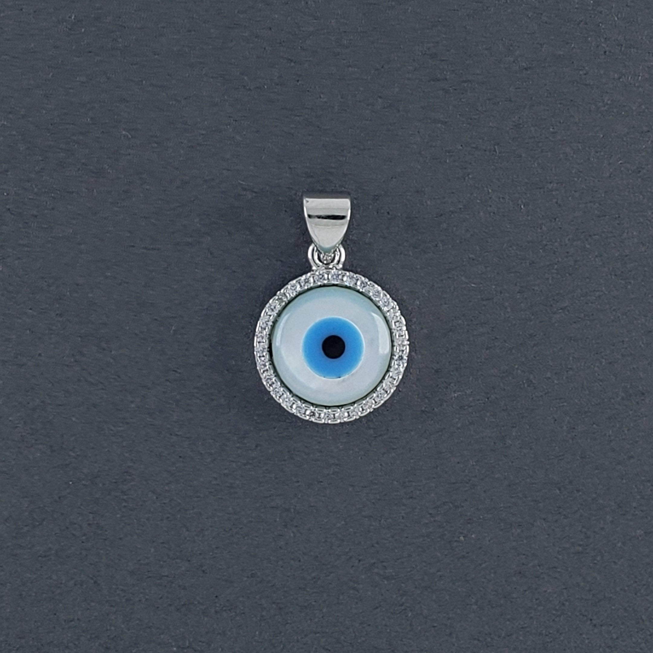 Evil Eye Mother Of Pearl Zirconia Silver Pendant Charm Bulk