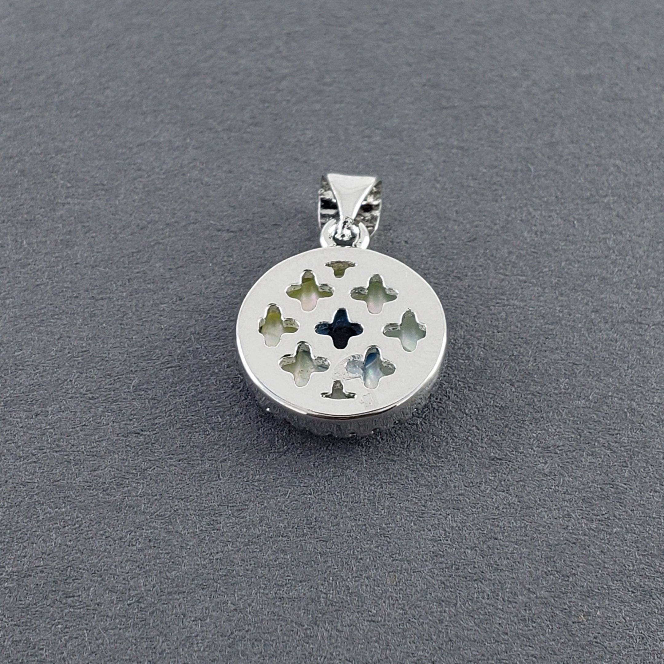 Evil Eye Mother Of Pearl Zirconia Silver Pendant Charm Bulk