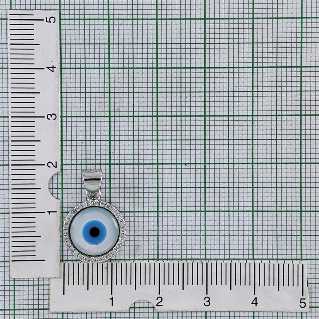 Evil Eye Mother Of Pearl Zirconia Silver Pendant Charm Bulk