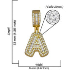 Large Chunky Baguette CZ Letters Initial Alphabets Pendant Bulk