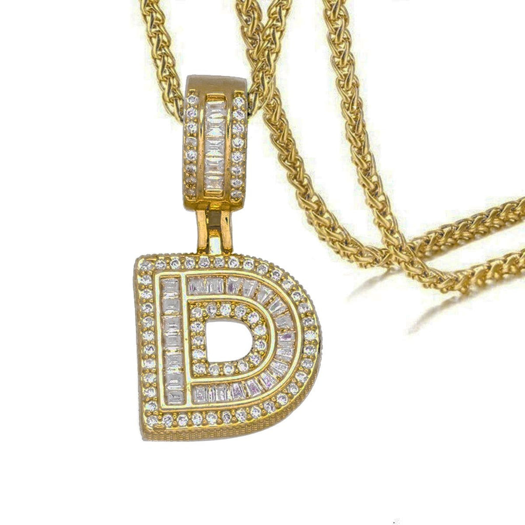 CZ Crystal Gold Initial Alphabet Letter A Necklace Pendant Chain Bulk
