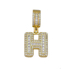 Large Chunky Baguette CZ Letters Initial Alphabets Pendant Bulk