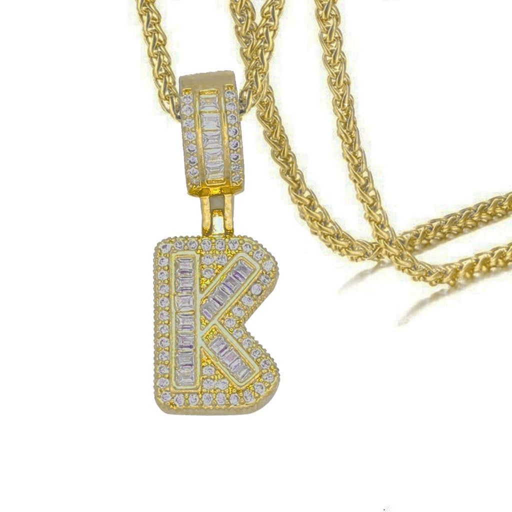 CZ Crystal Gold Initial Alphabet Letter A Necklace Pendant Chain Bulk