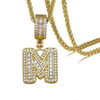 CZ Crystal Gold Initial Alphabet Letter A Necklace Pendant Chain Bulk