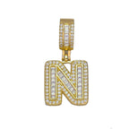 Large Chunky Baguette CZ Letters Initial Alphabets Pendant Bulk