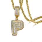 CZ Crystal Gold Initial Alphabet Letter A Necklace Pendant Chain Bulk