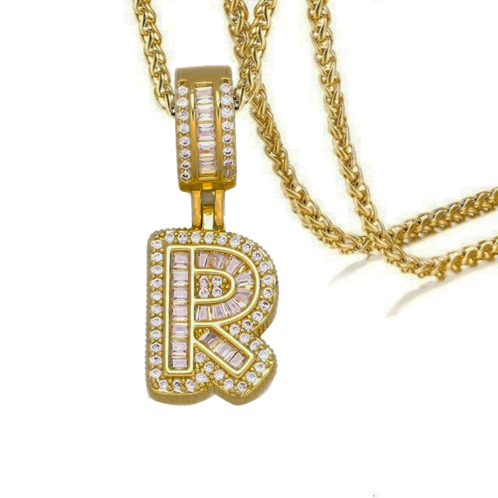 CZ Crystal Gold Initial Alphabet Letter A Necklace Pendant Chain Bulk