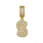 Large Chunky Baguette CZ Letters Initial Alphabets Pendant Bulk