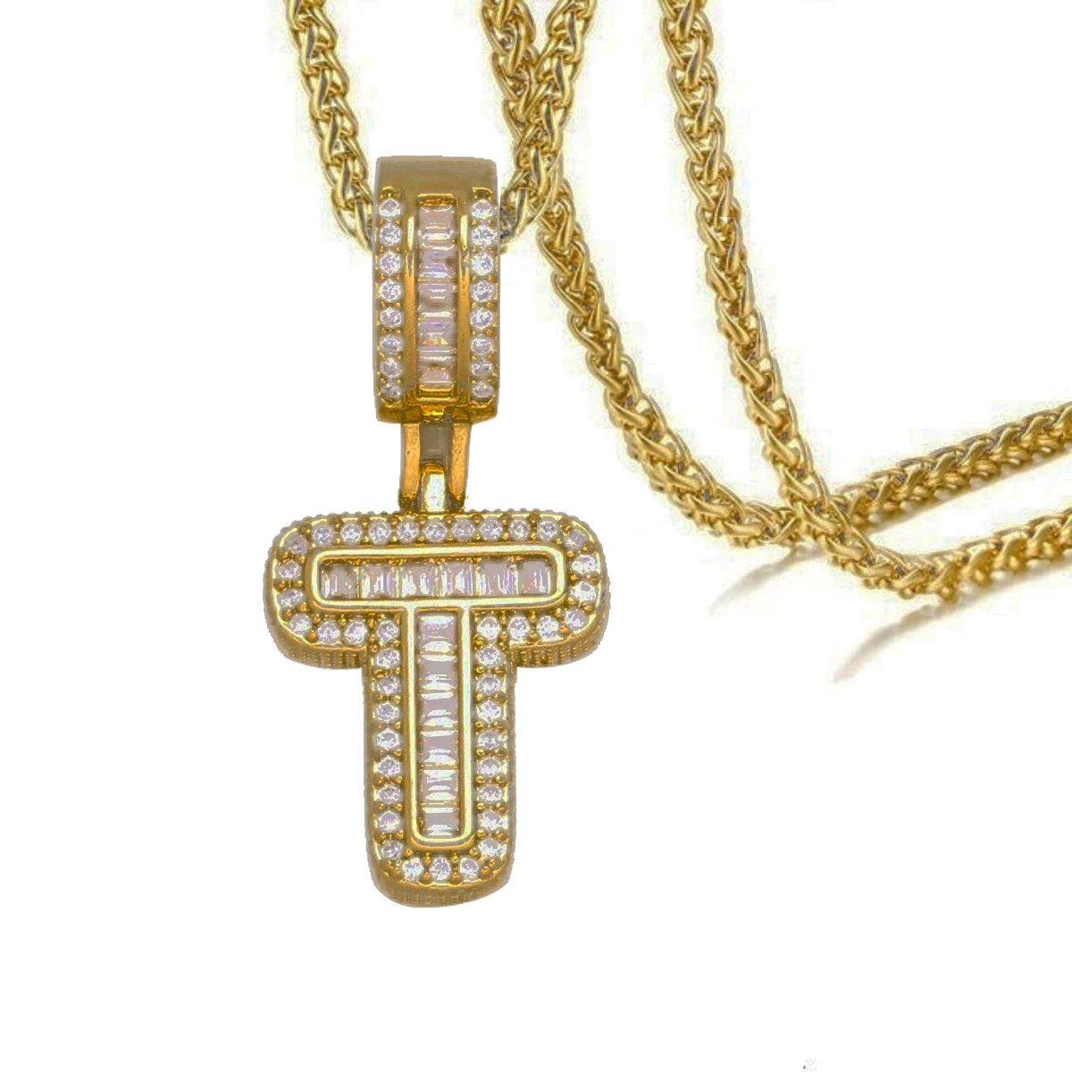 CZ Crystal Gold Initial Alphabet Letter A Necklace Pendant Chain Bulk