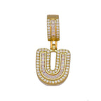 Large Chunky Baguette CZ Letters Initial Alphabets Pendant Bulk