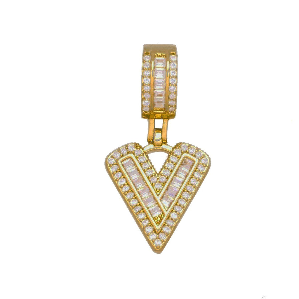 Large Chunky Baguette CZ Letters Initial Alphabets Pendant Bulk