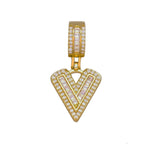 Large Chunky Baguette CZ Letters Initial Alphabets Pendant Bulk