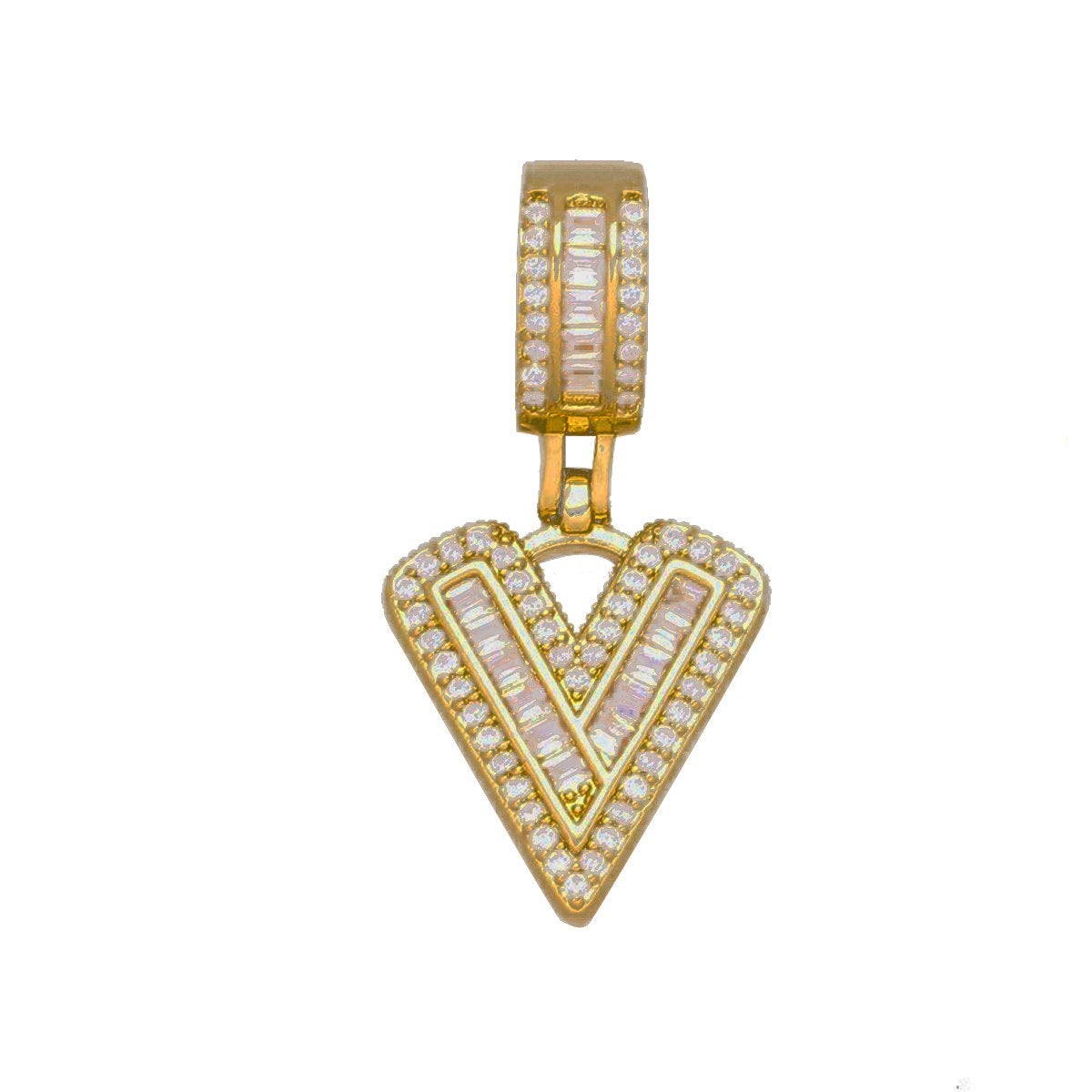Large Chunky Baguette CZ Letters Initial Alphabets Pendant Bulk